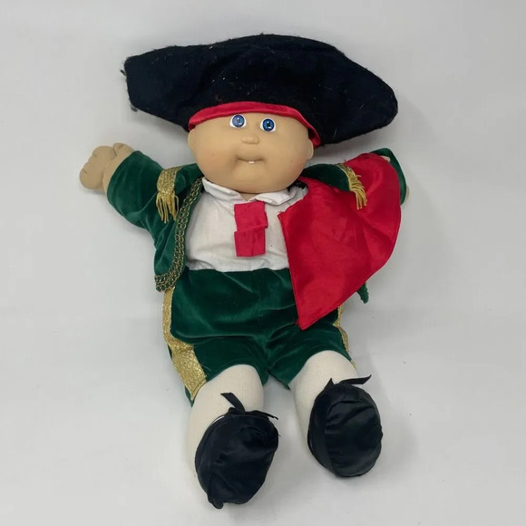 Vintage 1980s Cabbage Patch Kids Doll Matador Outfit Blue Eyes Bald Hat Outfit - Picture 1 of 7